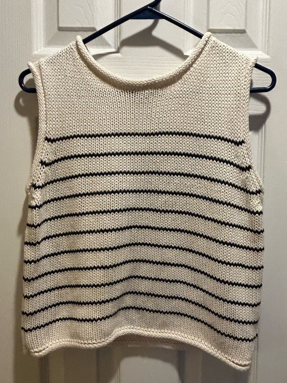 French Connection 100% cotton Cream & Black Striped Knit Tank - medium